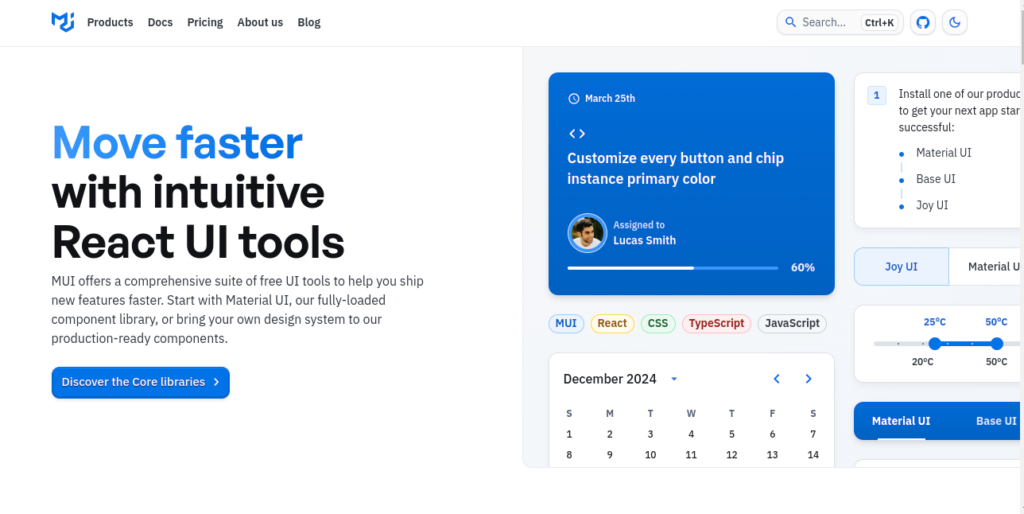 React libraries mui