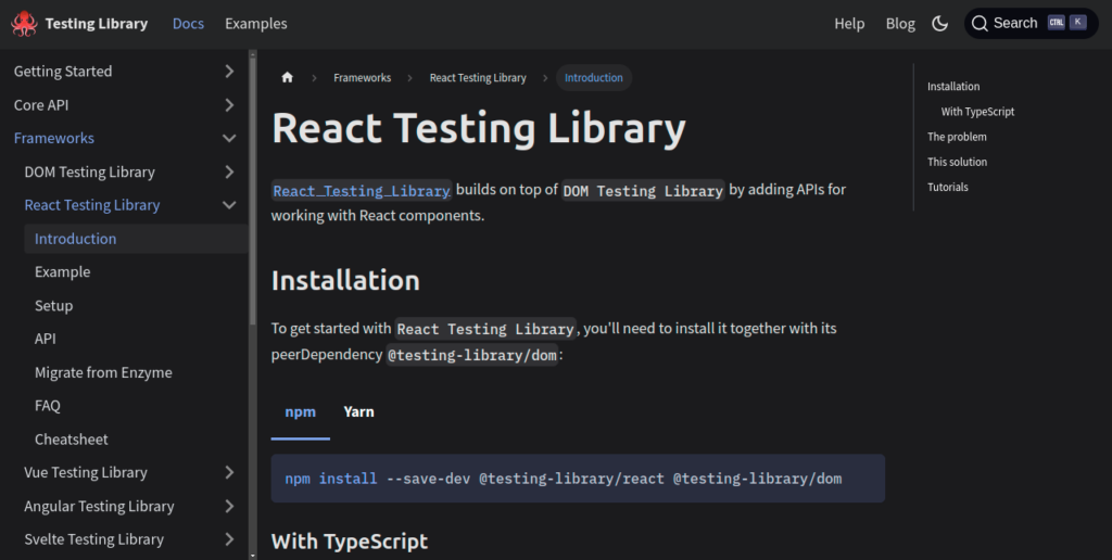 React libraries react testing