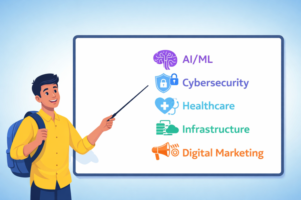 Which job to learn in 2026 – easy career guide with top jobs AI, cybersecurity, healthcare, infrastructure, digital marketing