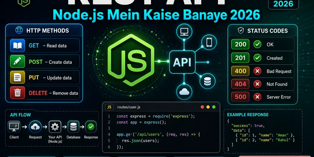 REST API Node.js में कैसे बनाएं – Complete Guide 2026