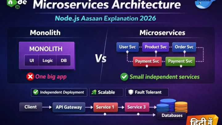 Microservices Architecture node.js आसान हिंदी Explanation 2026