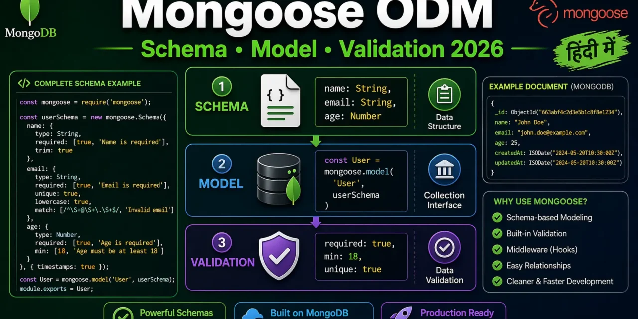 8. Mongoose ODM – Schema, Model, and Validation समझे 2026