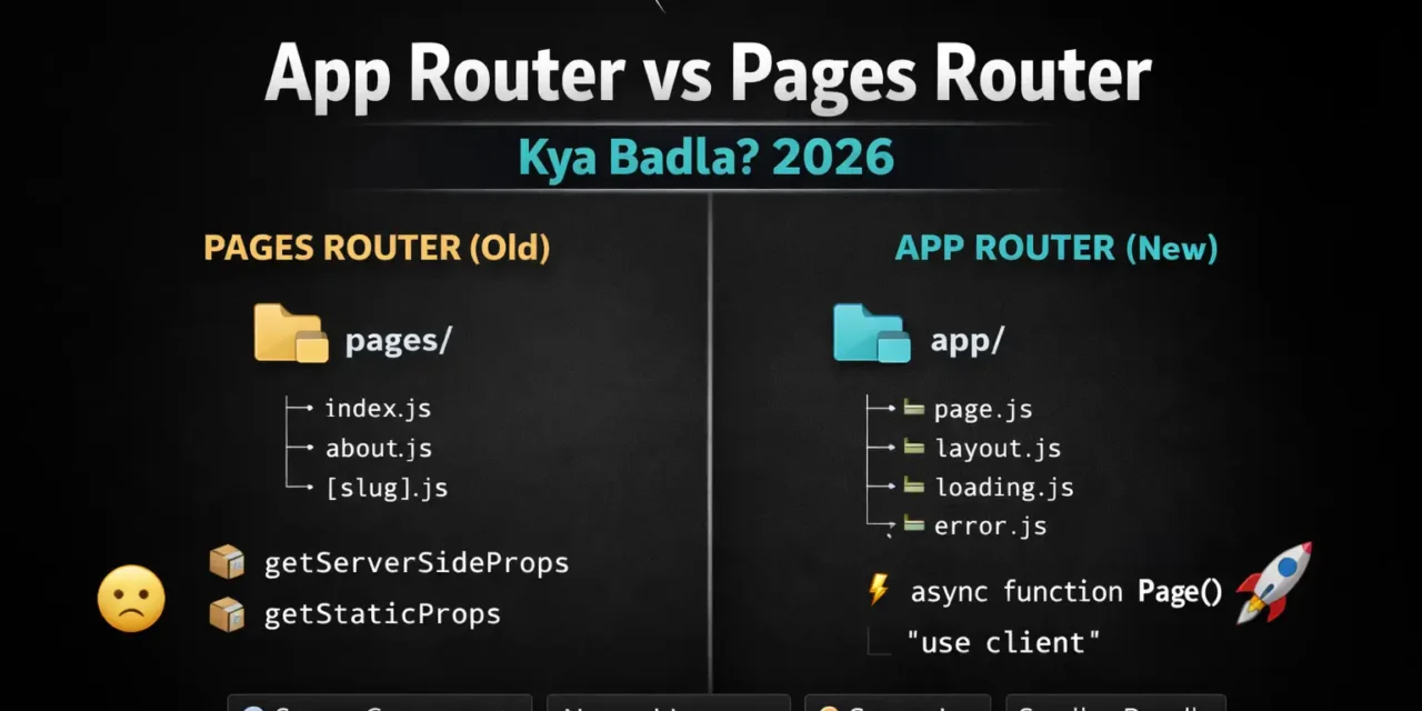 1. Next.js App Router – Pages Router से क्या बदला? Complete Guide 2026