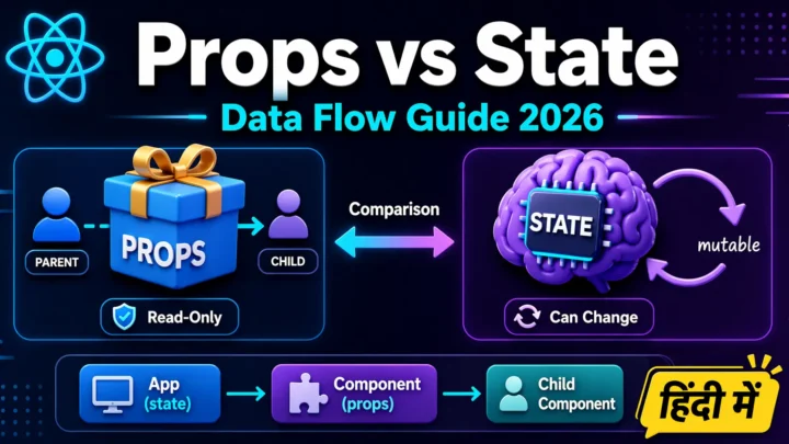 React Props and State Data Flow Hindi – समझे आसान भाषा में 2026