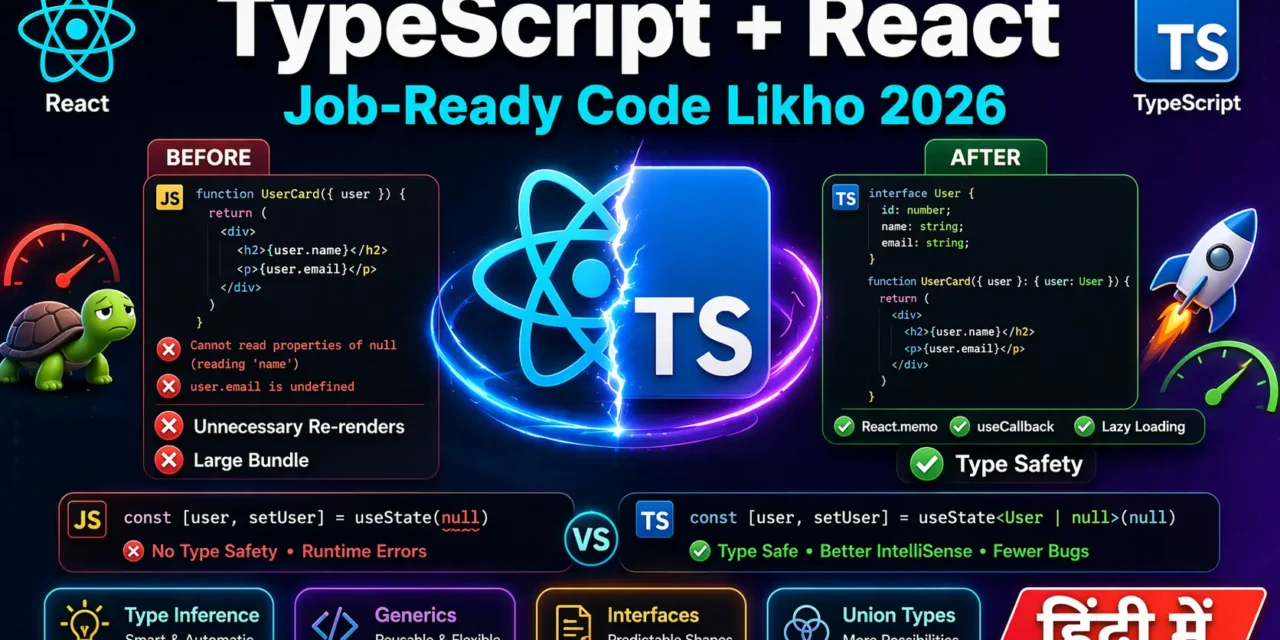 TypeScript with React – Job-Ready Code लिखो (2026 Guide)