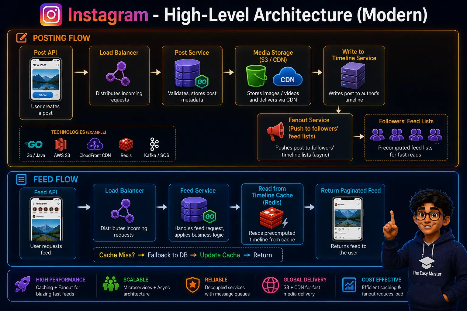 Instagram - High-Level Architecture (Modern) | System design case study Hindi