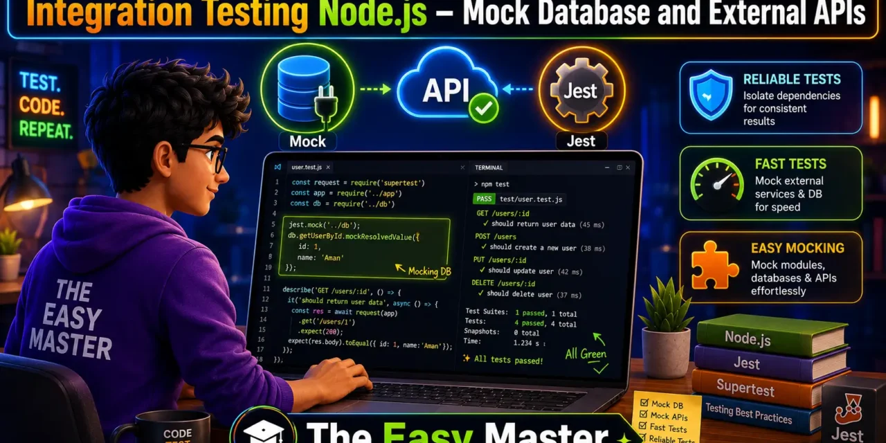 9. Integration Testing Node.js – Mock DB aur APIs Hindi